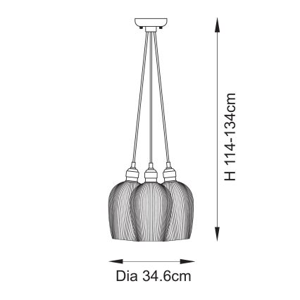 Endon 120656 - Luster na sajli 3xE27/10W/230V mesing