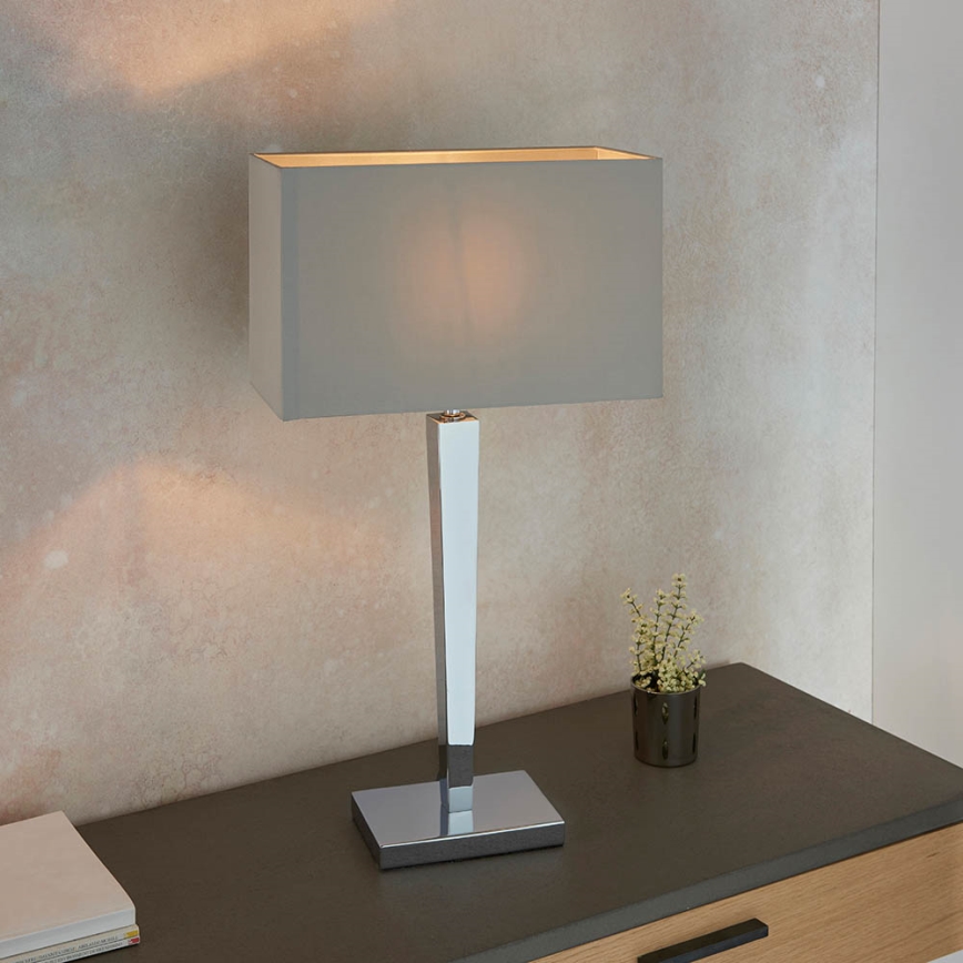 Endon 56707 - Stolna lampa MORETO 1xE27/60W/230V sjajni krom/siva