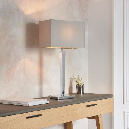 Endon 56707 - Stolna lampa MORETO 1xE27/60W/230V sjajni krom/siva