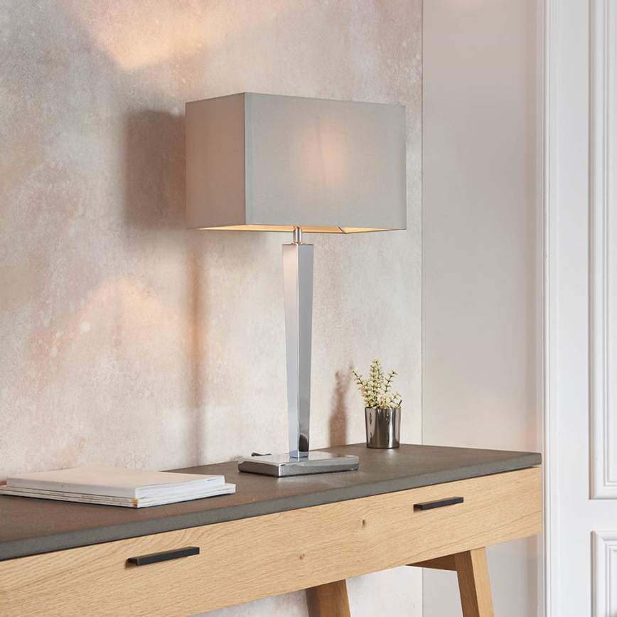 Endon 56707 - Stolna lampa MORETO 1xE27/60W/230V sjajni krom/siva