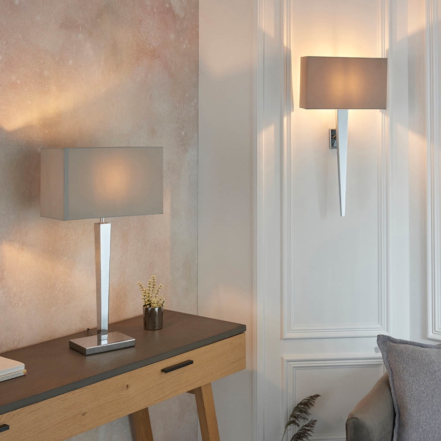 Endon 56707 - Stolna lampa MORETO 1xE27/60W/230V sjajni krom/siva