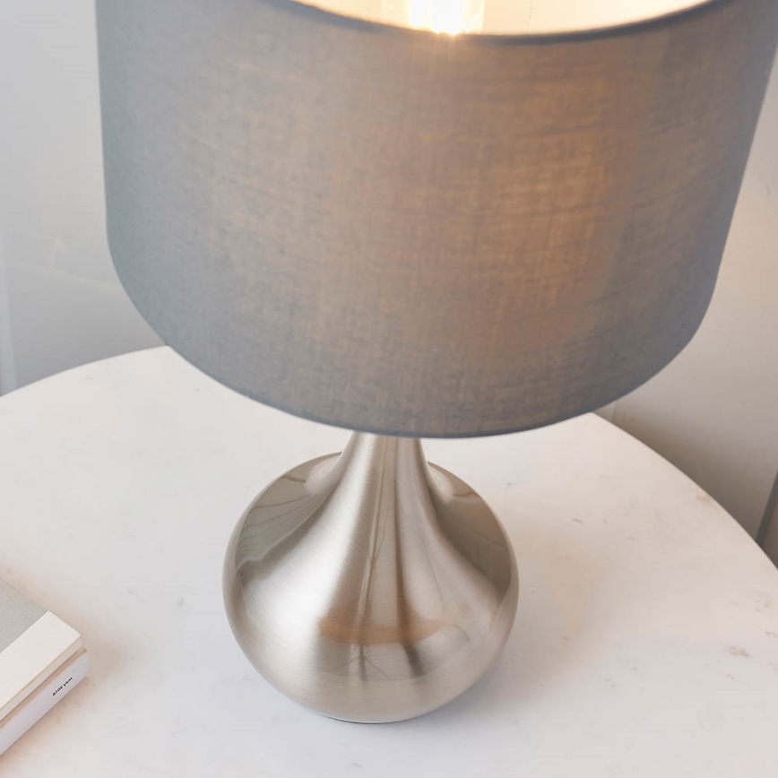 Endon 61192 - Prigušiva stolna lampa PICCADILLY 1xE14/40W/230V mat krom/siva