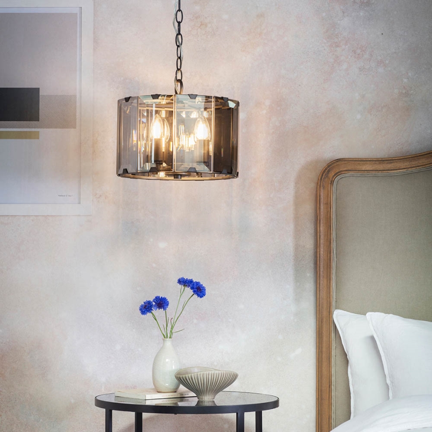 Endon 61281 - Luster na lancu CLOONEY 4xE14/40W/230V crna/dimljeno
