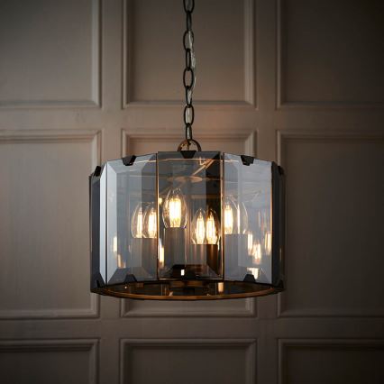 Endon 61281 - Luster na lancu CLOONEY 4xE14/40W/230V crna/dimljeno