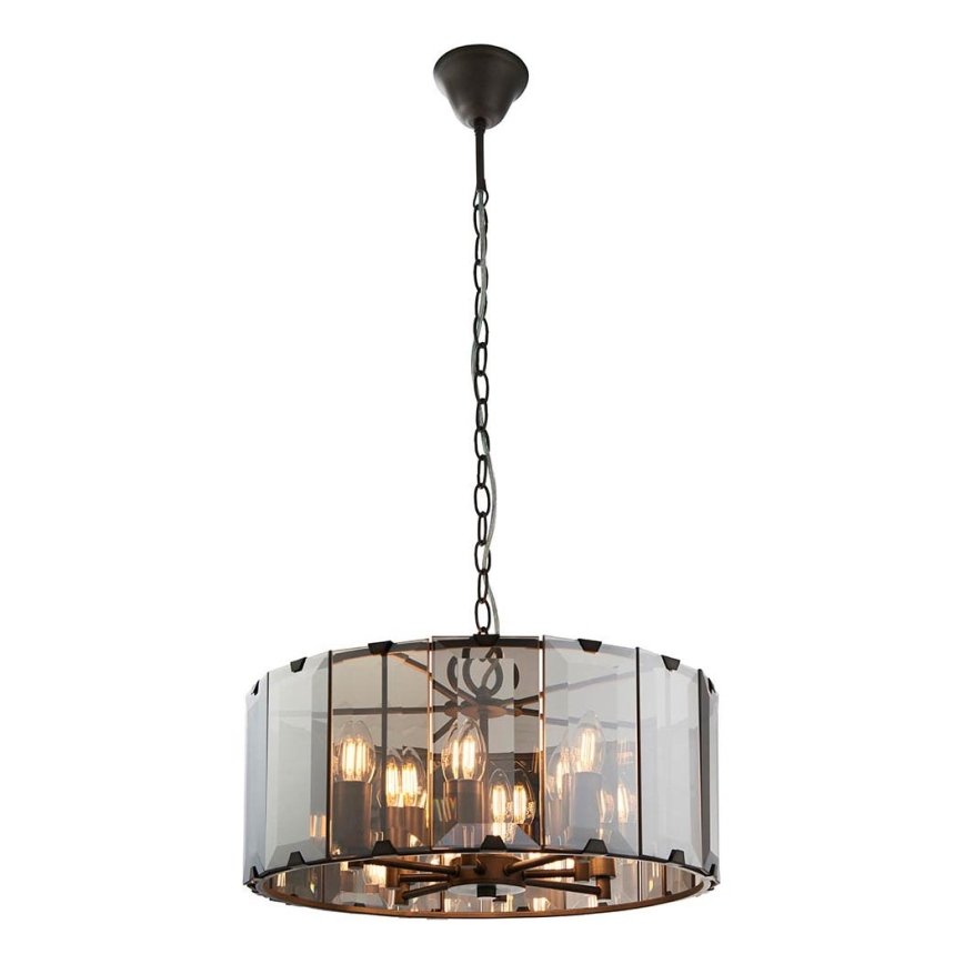 Endon 61294 - Luster na lancu CLOONEY 8xE14/40W/230V crna/dimna