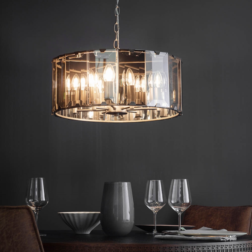 Endon 61294 - Luster na lancu CLOONEY 8xE14/40W/230V crna/dimna