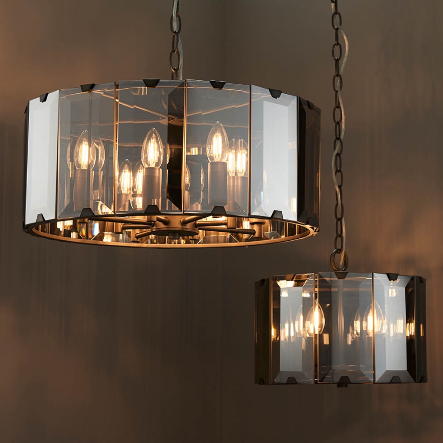 Endon 61294 - Luster na lancu CLOONEY 8xE14/40W/230V crna/dimna