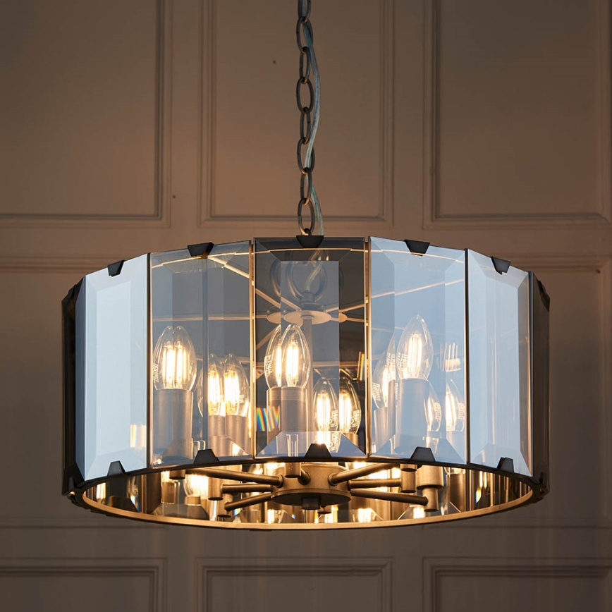 Endon 61294 - Luster na lancu CLOONEY 8xE14/40W/230V crna/dimna