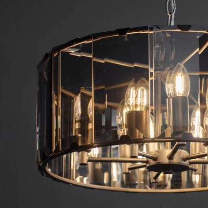 Endon 61294 - Luster na lancu CLOONEY 8xE14/40W/230V crna/dimna