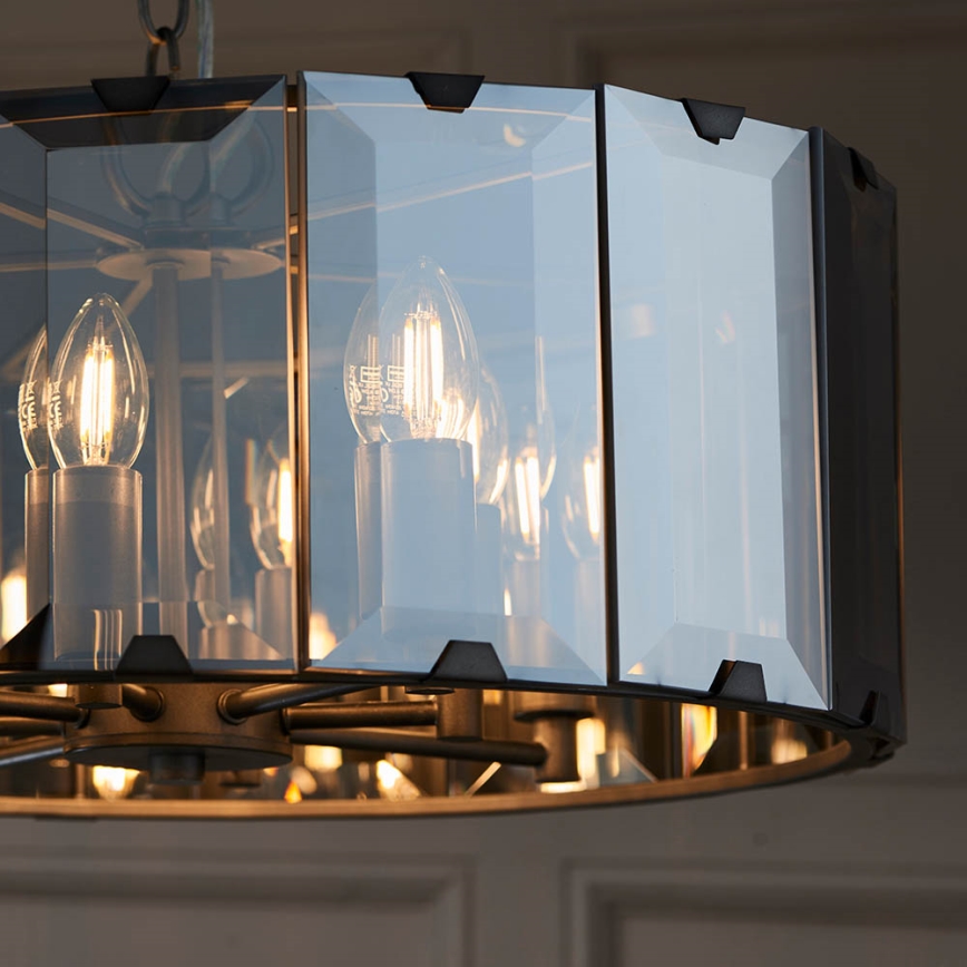 Endon 61294 - Luster na lancu CLOONEY 8xE14/40W/230V crna/dimna