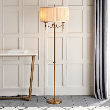 Endon 63620 - Podna lampa STANFORD 2xE14/40W/230V mesing/bež