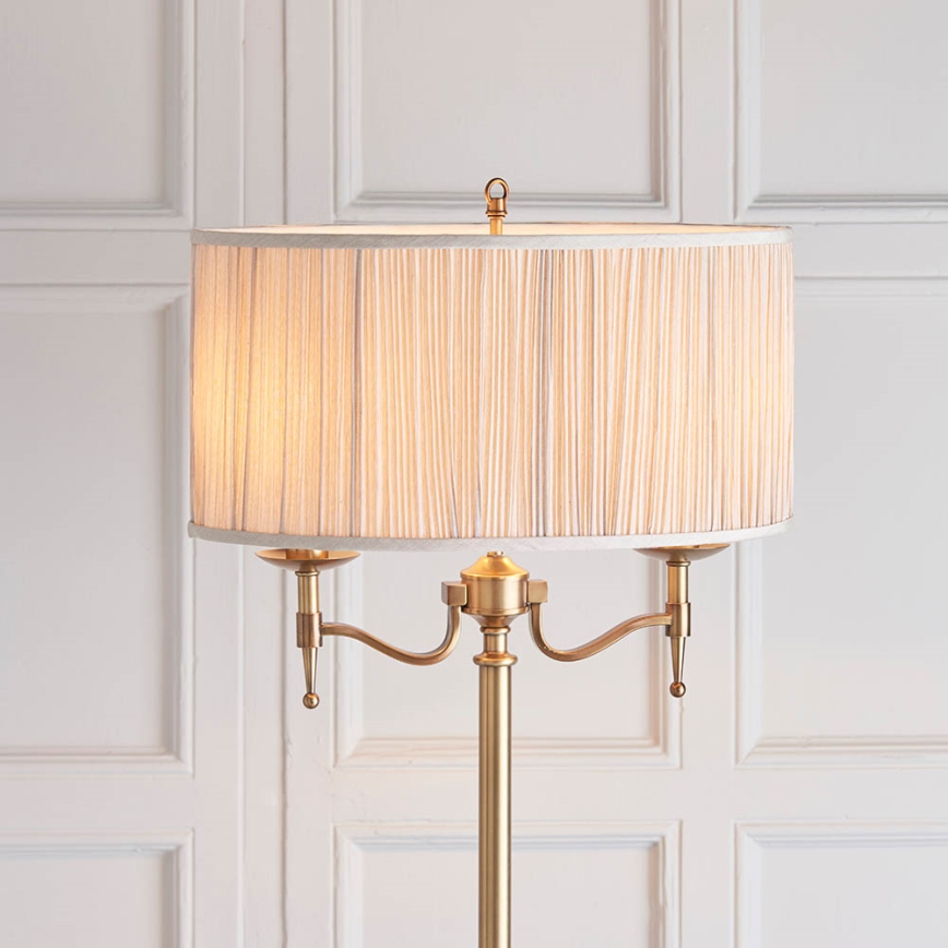 Endon 63620 - Podna lampa STANFORD 2xE14/40W/230V mesing/bež