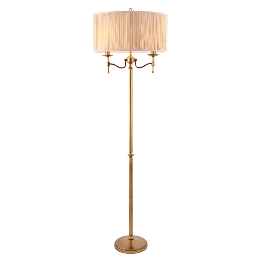Endon 63620 - Podna lampa STANFORD 2xE14/40W/230V mesing/bež