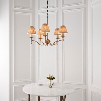 Endon 63627 - Luster na lancu STANFORD 5xE14/40W/230V mesing/bež