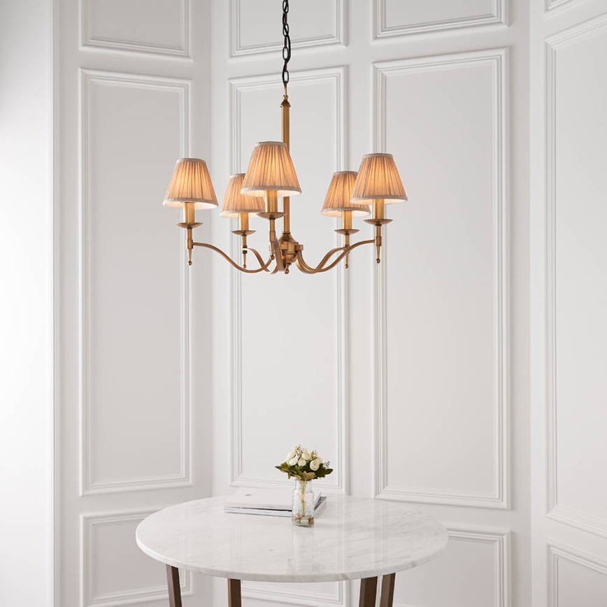 Endon 63627 - Luster na lancu STANFORD 5xE14/40W/230V mesing/bež