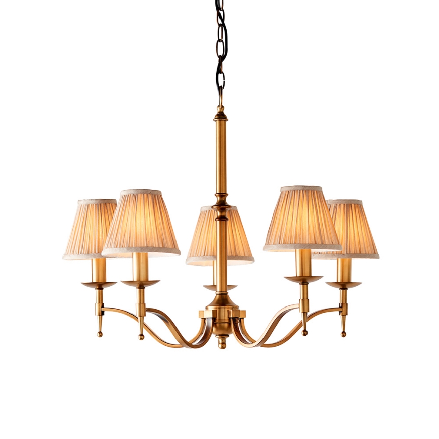 Endon 63627 - Luster na lancu STANFORD 5xE14/40W/230V mesing/bež