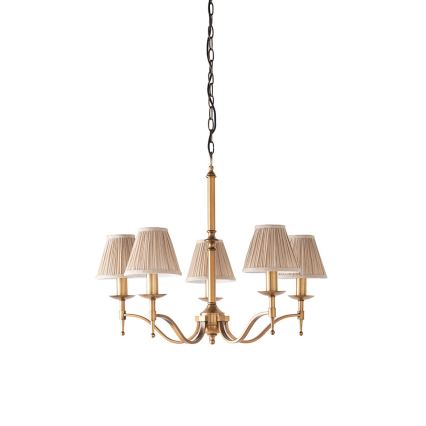 Endon 63627 - Luster na lancu STANFORD 5xE14/40W/230V mesing/bež