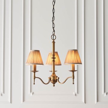 Endon 63628 - Luster na lancu STANFORD 3xE14/40W/230V mesing/bež