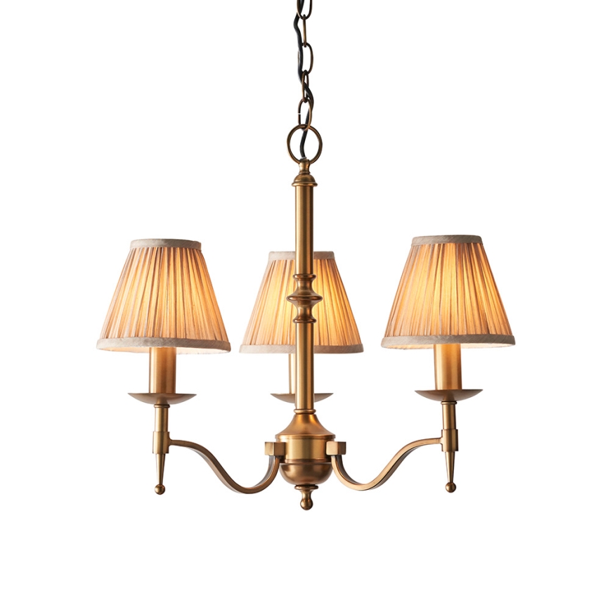 Endon 63628 - Luster na lancu STANFORD 3xE14/40W/230V mesing/bež
