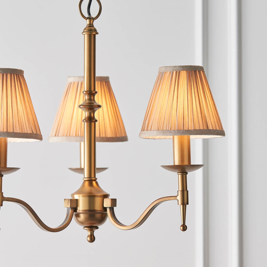 Endon 63628 - Luster na lancu STANFORD 3xE14/40W/230V mesing/bež