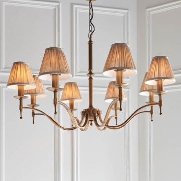 Endon 63629 - Luster na lancu STANFORD 8xE14/40W/230V mesing/bež
