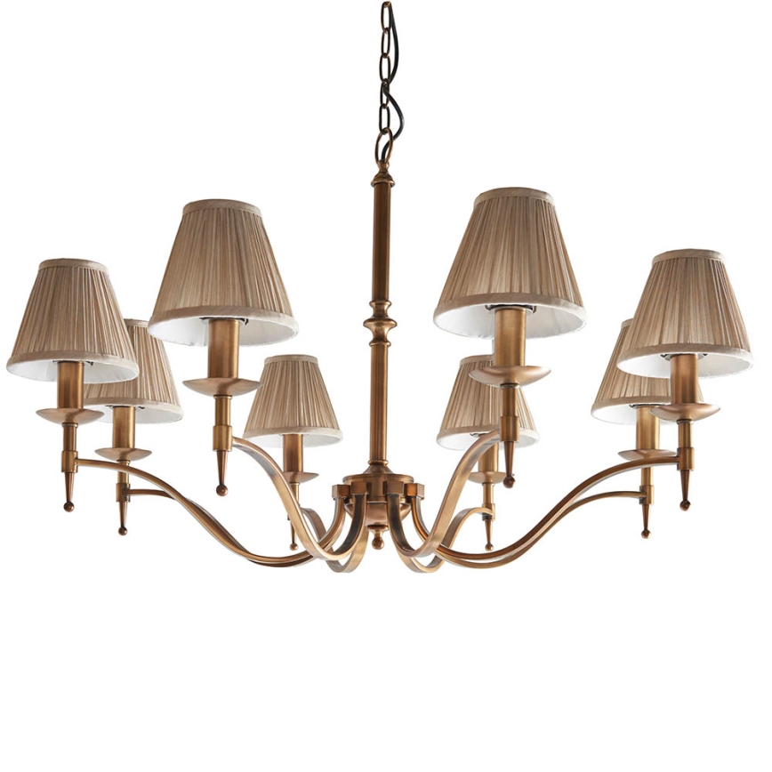 Endon 63629 - Luster na lancu STANFORD 8xE14/40W/230V mesing/bež