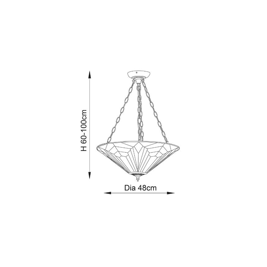 Endon 63936 - Luster na lancu Tiffany ASTORIA 3xE27/60W/230V Ø 48 cm