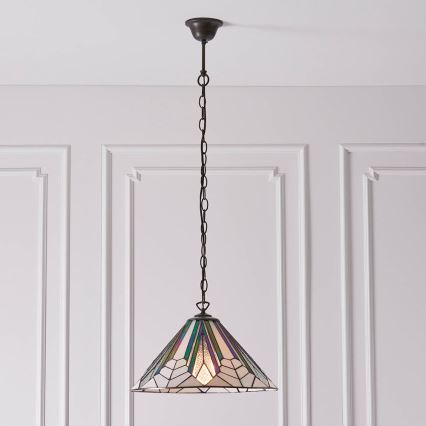 Endon 63937 - Luster na lancu Tiffany ASTORIA 1xE27/60W/230V Ø 40 cm