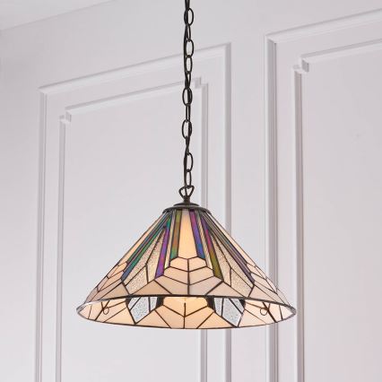 Endon 63937 - Luster na lancu Tiffany ASTORIA 1xE27/60W/230V Ø 40 cm