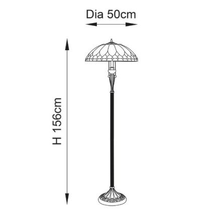 Endon 63972 - Podna lampa Tiffany BROOKLYN 2xE27/60W/230V, promjer 50 cm