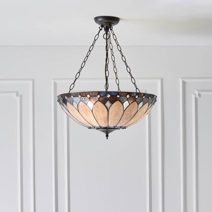 Endon 63976 - Luster na lancu Tiffany BROOKLYN 3xE27/60W/230V promjer 50 cm