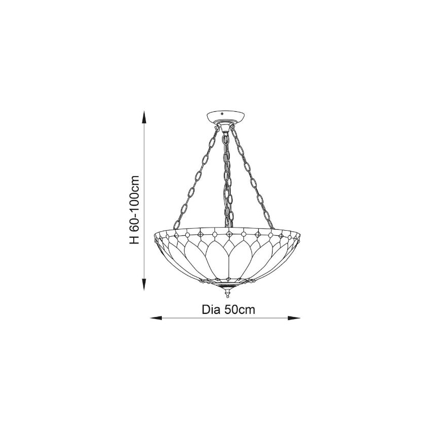 Endon 63976 - Luster na lancu Tiffany BROOKLYN 3xE27/60W/230V promjer 50 cm