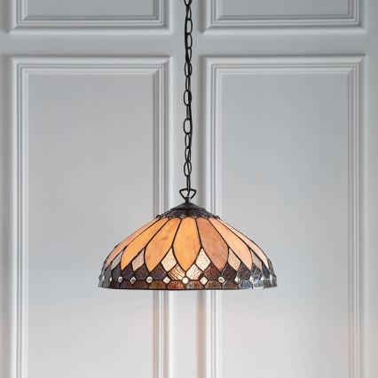 Endon 63977 - Luster na lancu Tiffany BROOKLYN 1xE27/60W/230V, promjer 40 cm