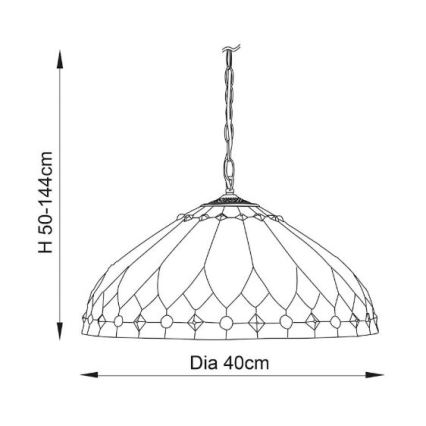 Endon 63977 - Luster na lancu Tiffany BROOKLYN 1xE27/60W/230V, promjer 40 cm