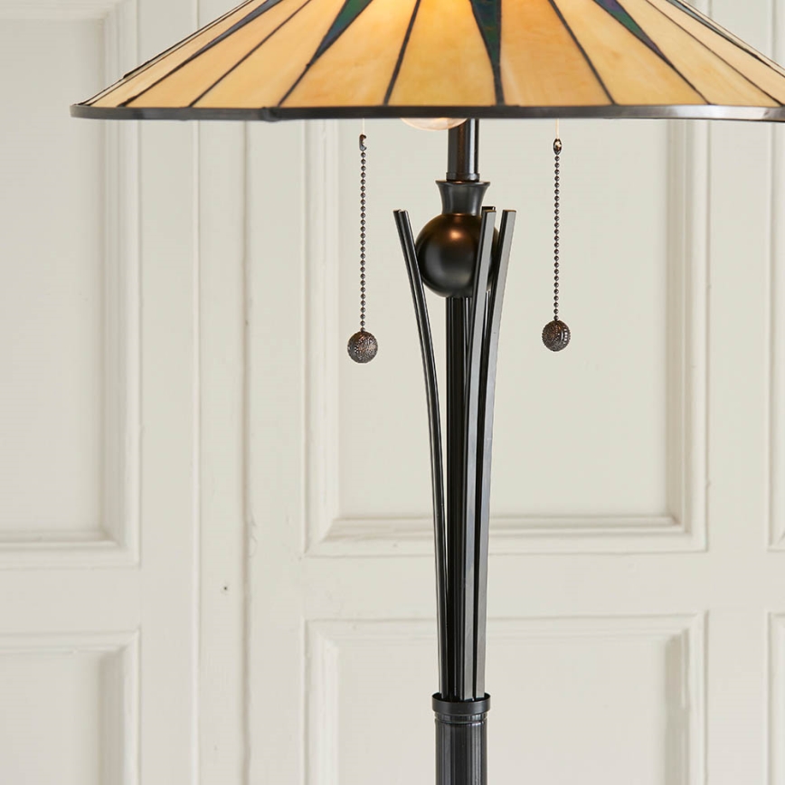 Endon 64041 - Podna svjetiljka Tiffany DARK STAR 2xE27/60W/230V, promjer 49 cm