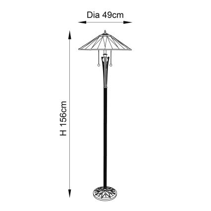 Endon 64041 - Podna svjetiljka Tiffany DARK STAR 2xE27/60W/230V, promjer 49 cm