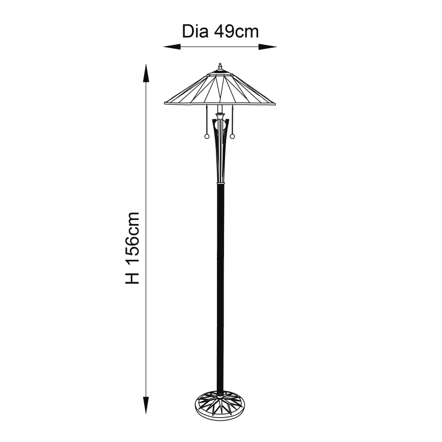 Endon 64041 - Podna svjetiljka Tiffany DARK STAR 2xE27/60W/230V, promjer 49 cm