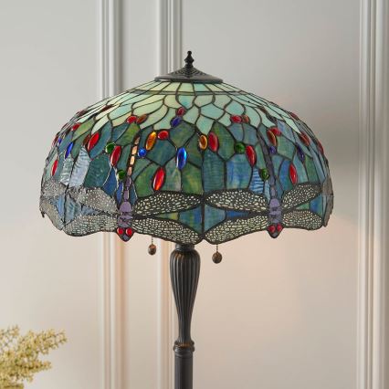 Endon 64069 - Podna lampa Tiffany DRAGONFLY 2xE27/60W/230V, promjer 50 cm