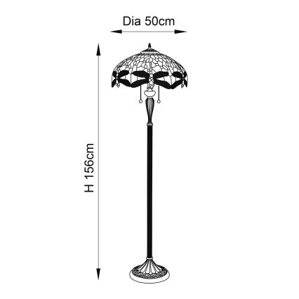 Endon 64070 - Podna lampa Tiffany DRAGONFLY 2xE27/60W/230V Ø 50 cm