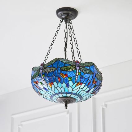 Endon 64075 - Luster na lancu Tiffany DRAGONFLY 3xE27/60W/230V, promjer 41 cm