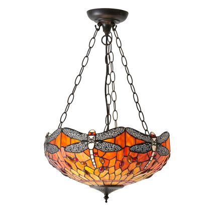 Endon 64076 - Luster na lancu Tiffany DRAGONFLY 3xE27/60W/230V Ø 41 cm