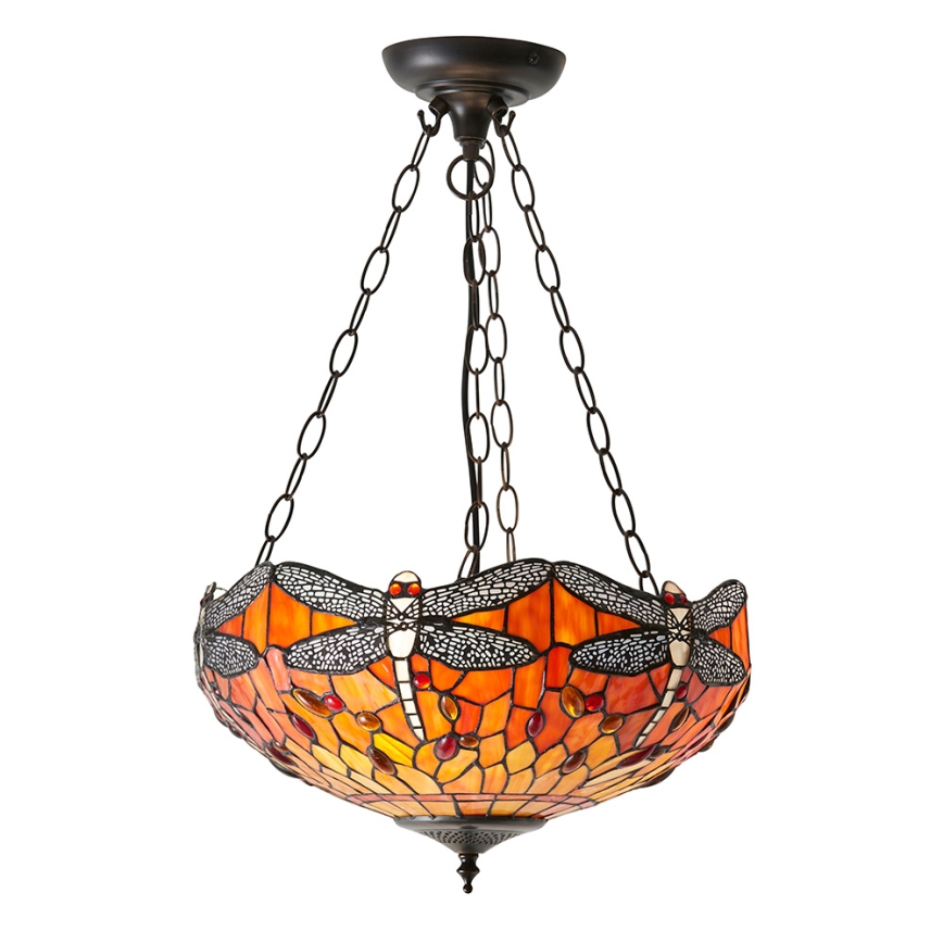 Endon 64076 - Luster na lancu Tiffany DRAGONFLY 3xE27/60W/230V Ø 41 cm