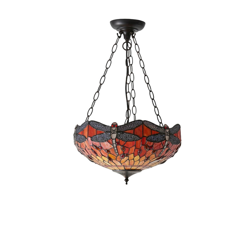 Endon 64076 - Luster na lancu Tiffany DRAGONFLY 3xE27/60W/230V Ø 41 cm
