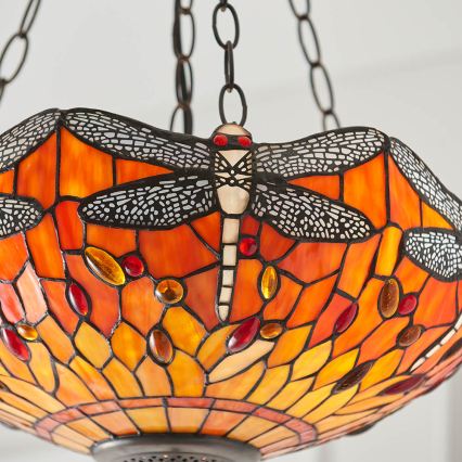 Endon 64076 - Luster na lancu Tiffany DRAGONFLY 3xE27/60W/230V Ø 41 cm