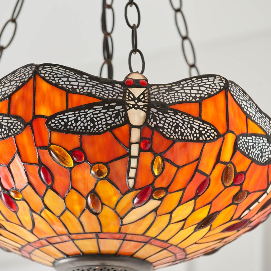 Endon 64076 - Luster na lancu Tiffany DRAGONFLY 3xE27/60W/230V Ø 41 cm
