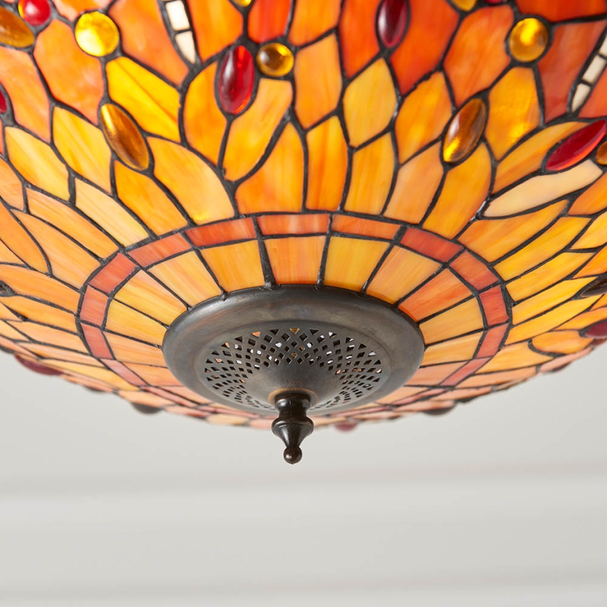 Endon 64076 - Luster na lancu Tiffany DRAGONFLY 3xE27/60W/230V Ø 41 cm