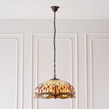 Endon 64079 - Luster na lancu Tiffany DRAGONFLY 3xE27/60W/230V Ø 50 cm