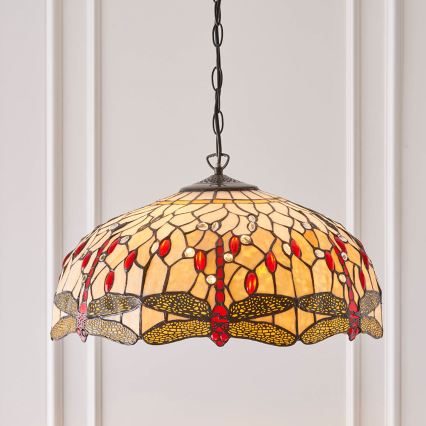 Endon 64079 - Luster na lancu Tiffany DRAGONFLY 3xE27/60W/230V Ø 50 cm