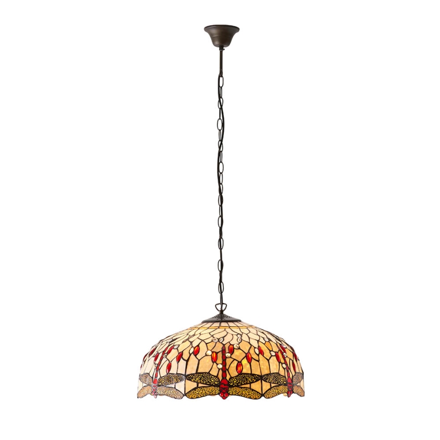 Endon 64079 - Luster na lancu Tiffany DRAGONFLY 3xE27/60W/230V Ø 50 cm