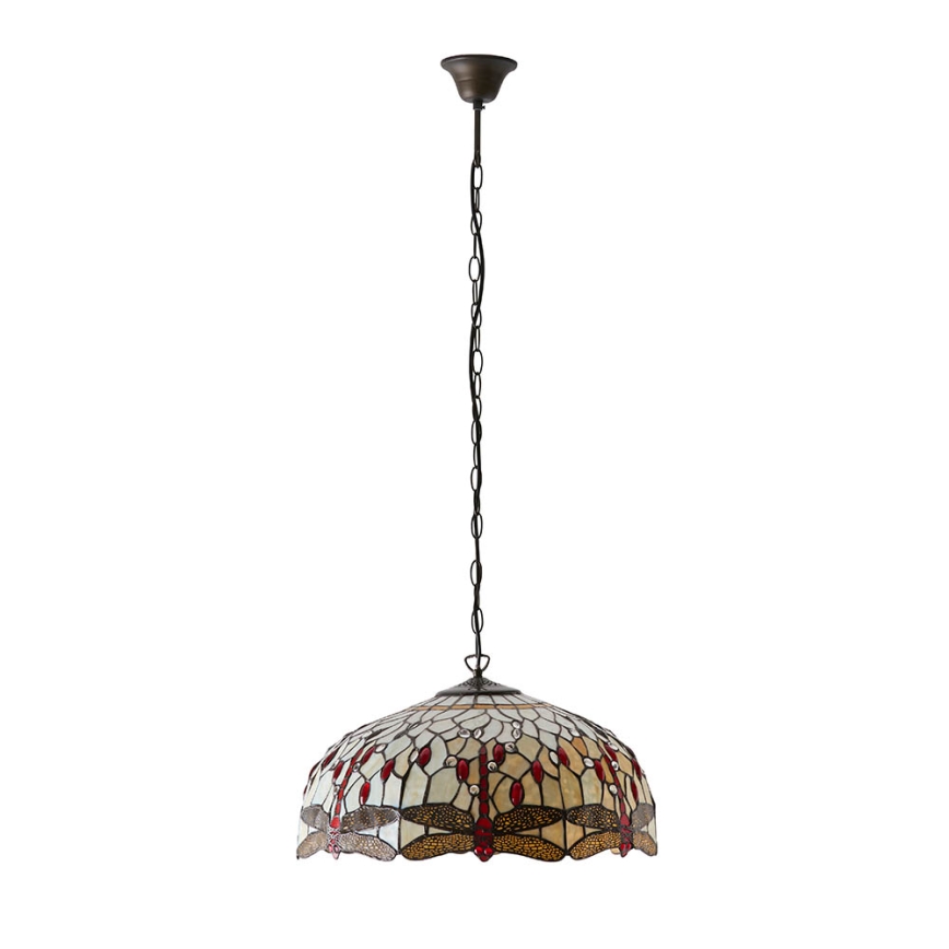 Endon 64079 - Luster na lancu Tiffany DRAGONFLY 3xE27/60W/230V Ø 50 cm